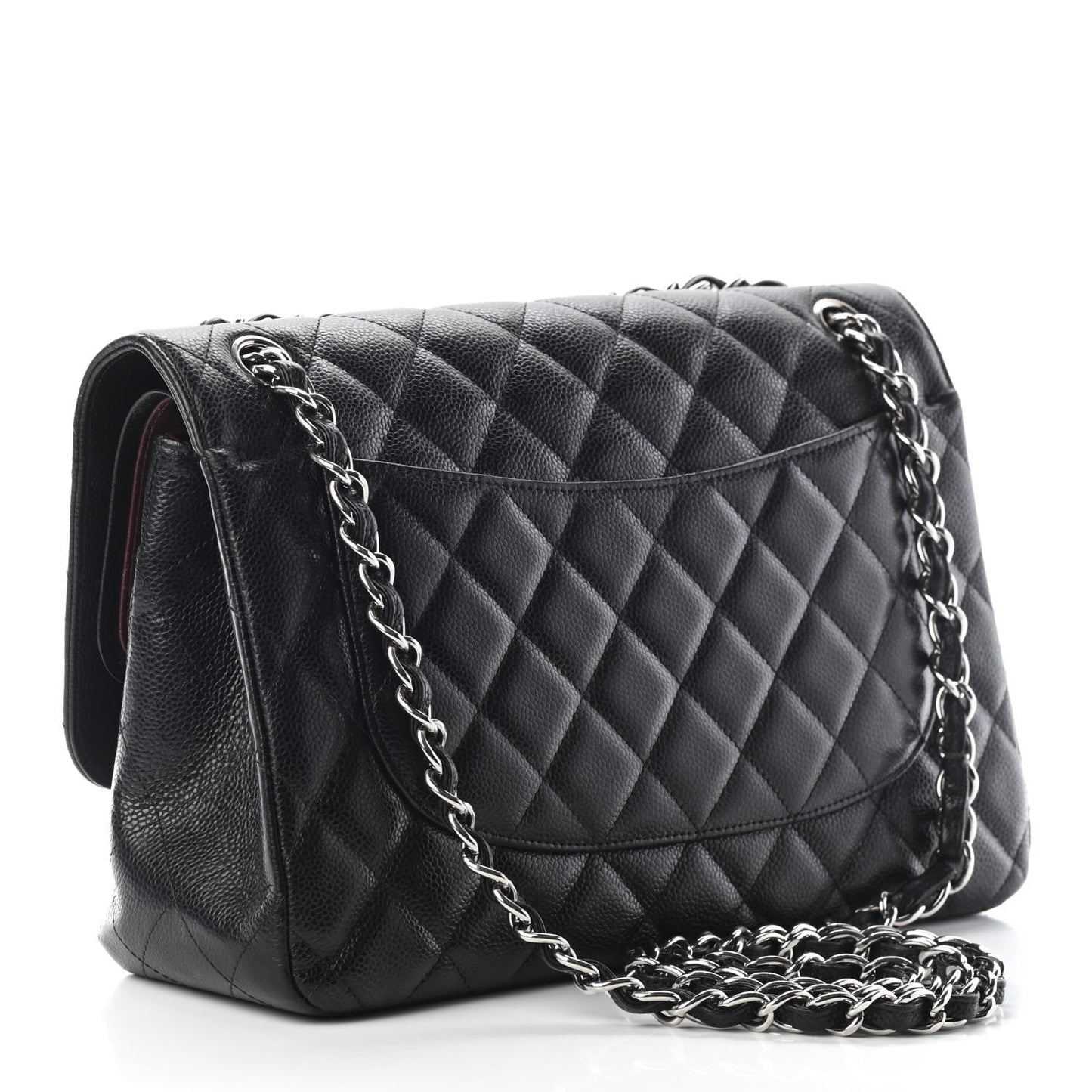 Caviar Quilted Jumbo Double Flap Black