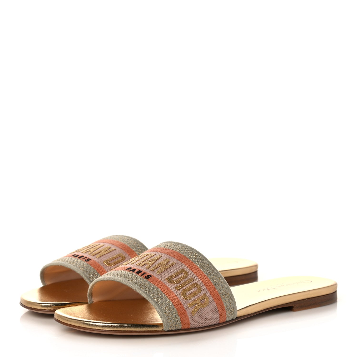 Christian Dior Cotton Embroidered Dway Mules Slide Sandals 39.5 Platinum 3 of 12