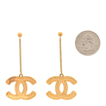 Chanel CC Drop Earrings Matte Gold 2 of 5