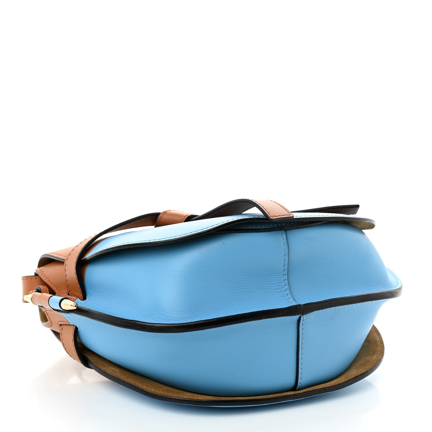 Loewe Calfskin Small Gate Crossbody Bag Tan Sky Blue 4 of 9