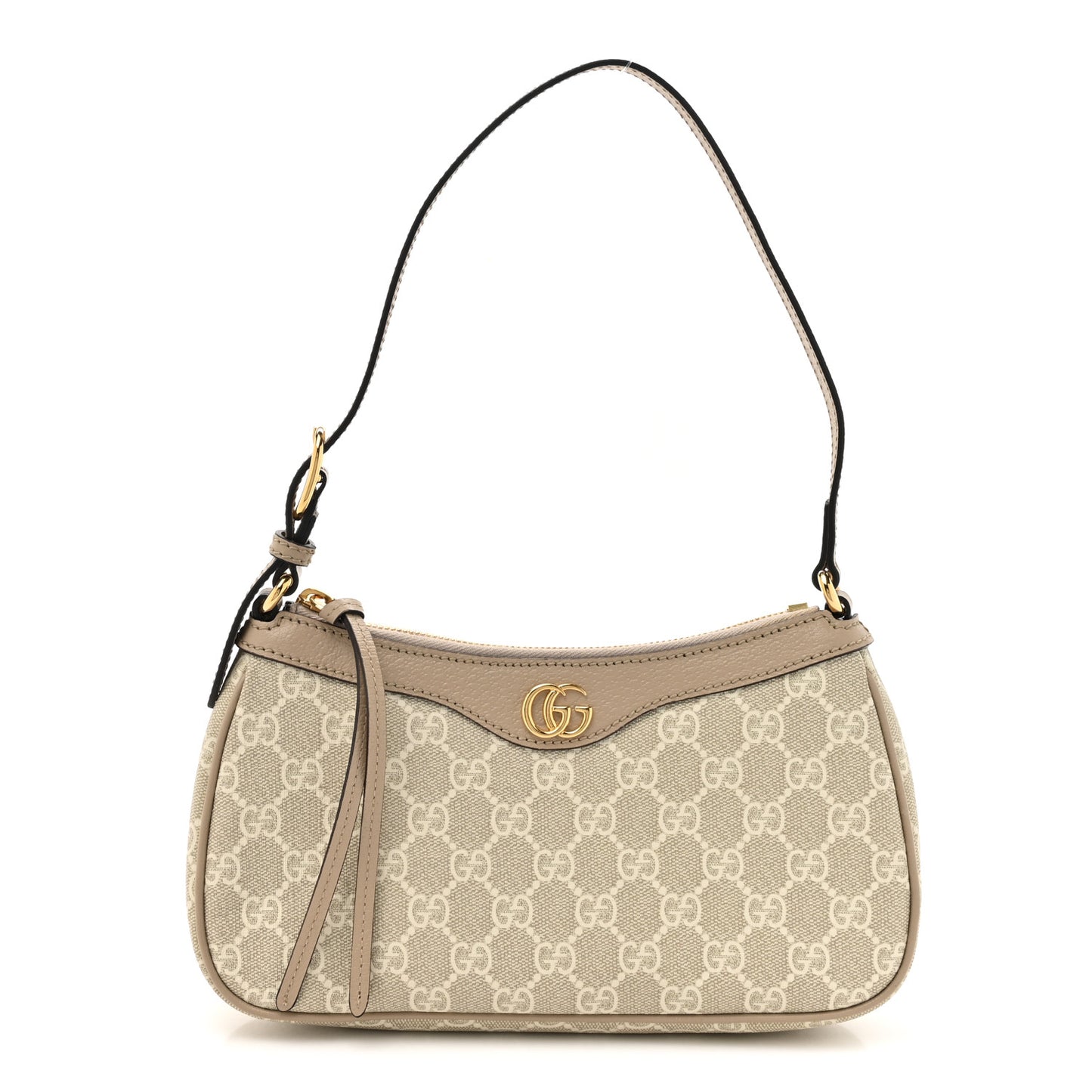 GG Supreme Monogram Textured Dollar Calfskin Small Ophidia Hobo Beige Mystic White Oatmeal