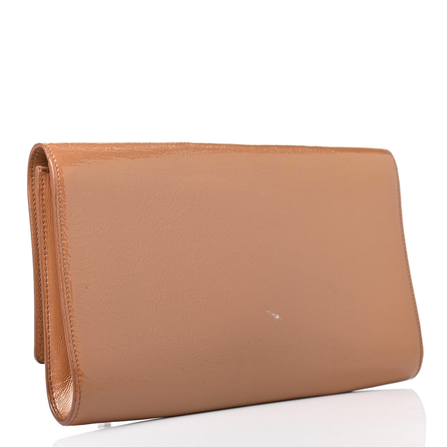 Textured Patent Calfskin Monogram Large Belle De Jour Clutch Tobacco