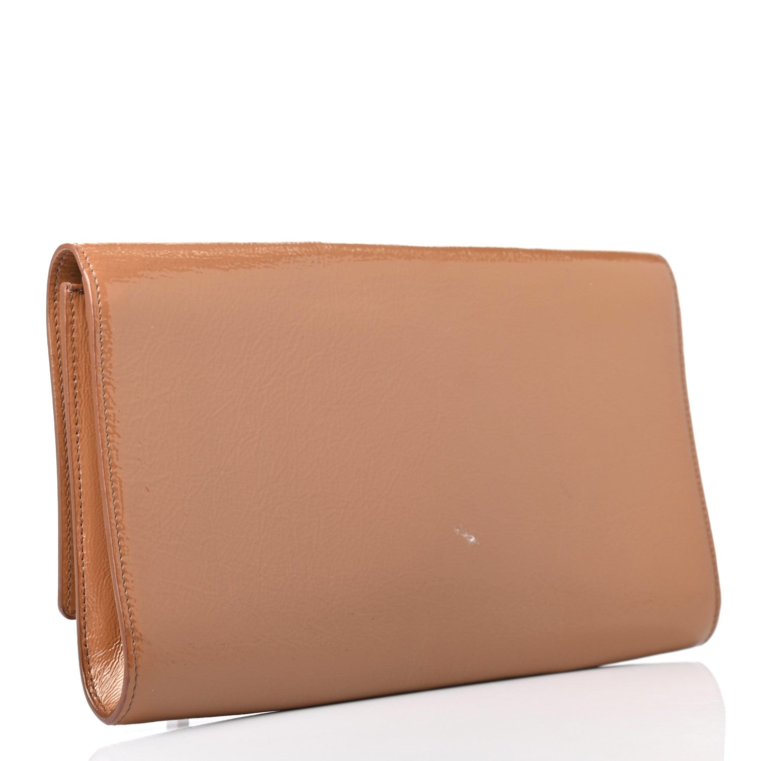 Saint Laurent Textured Patent Calfskin Monogram Large Belle De Jour Clutch Tobacco 2 of 4