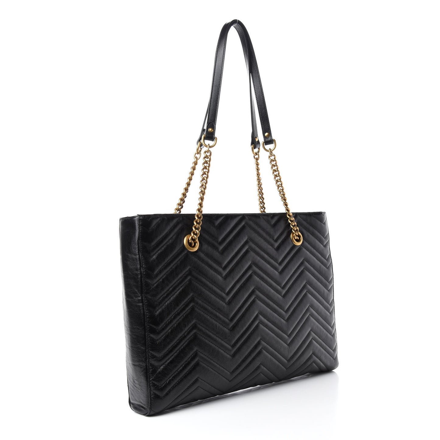 Vintage Calfskin Matelasse Medium GG Marmont Slim Tote Black