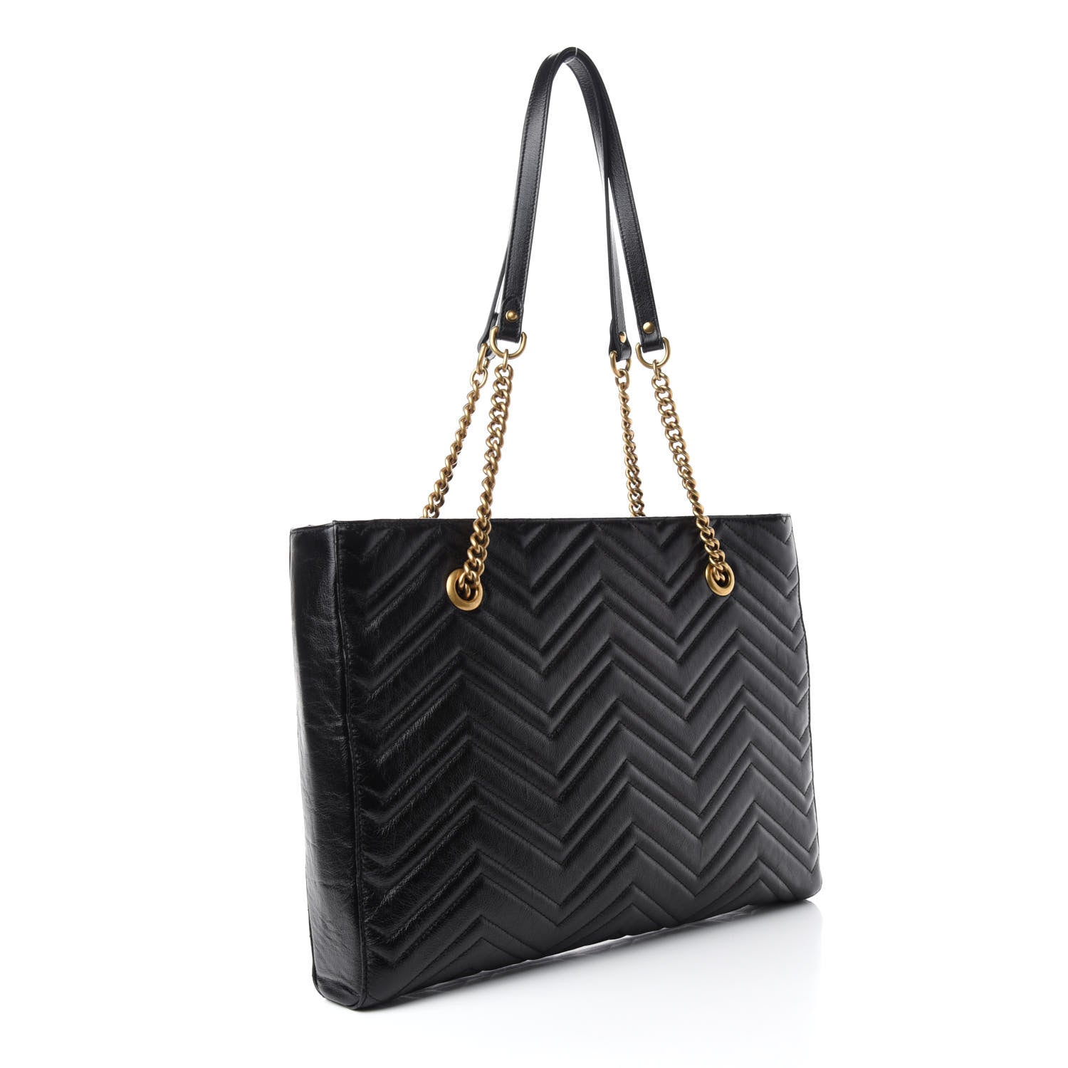 Gucci Vintage Calfskin Matelasse Medium GG Marmont Slim Tote Black 3 of 10