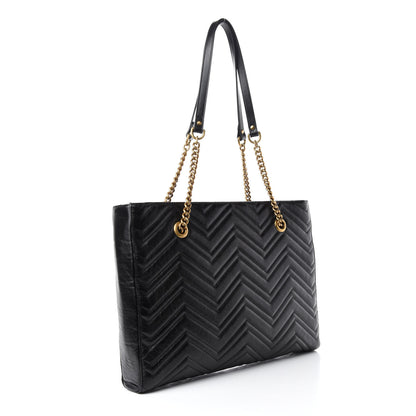 Gucci Vintage Calfskin Matelasse Medium GG Marmont Slim Tote Black 3 of 10