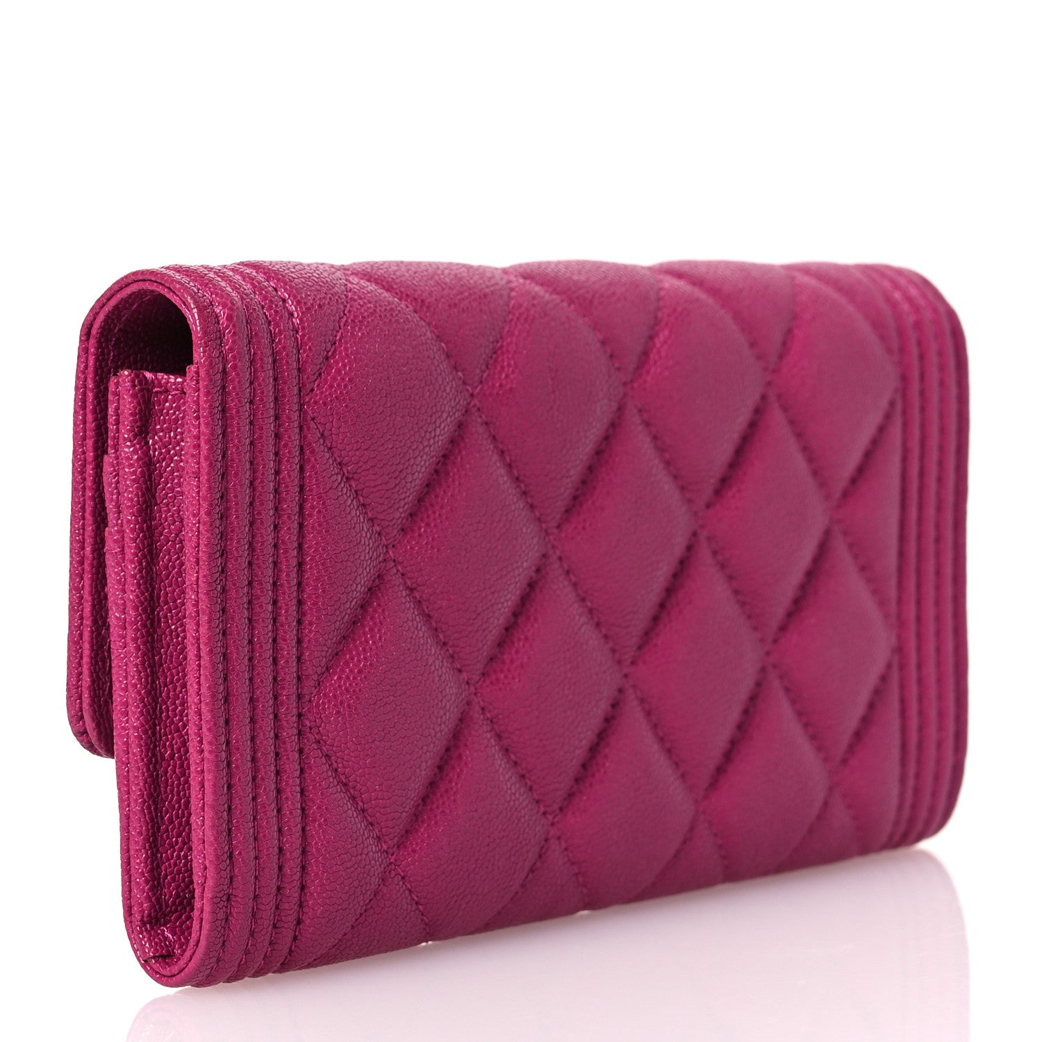 Chanel Caviar Quilted Medium Boy Flap Wallet Fuchsia 3 of 12