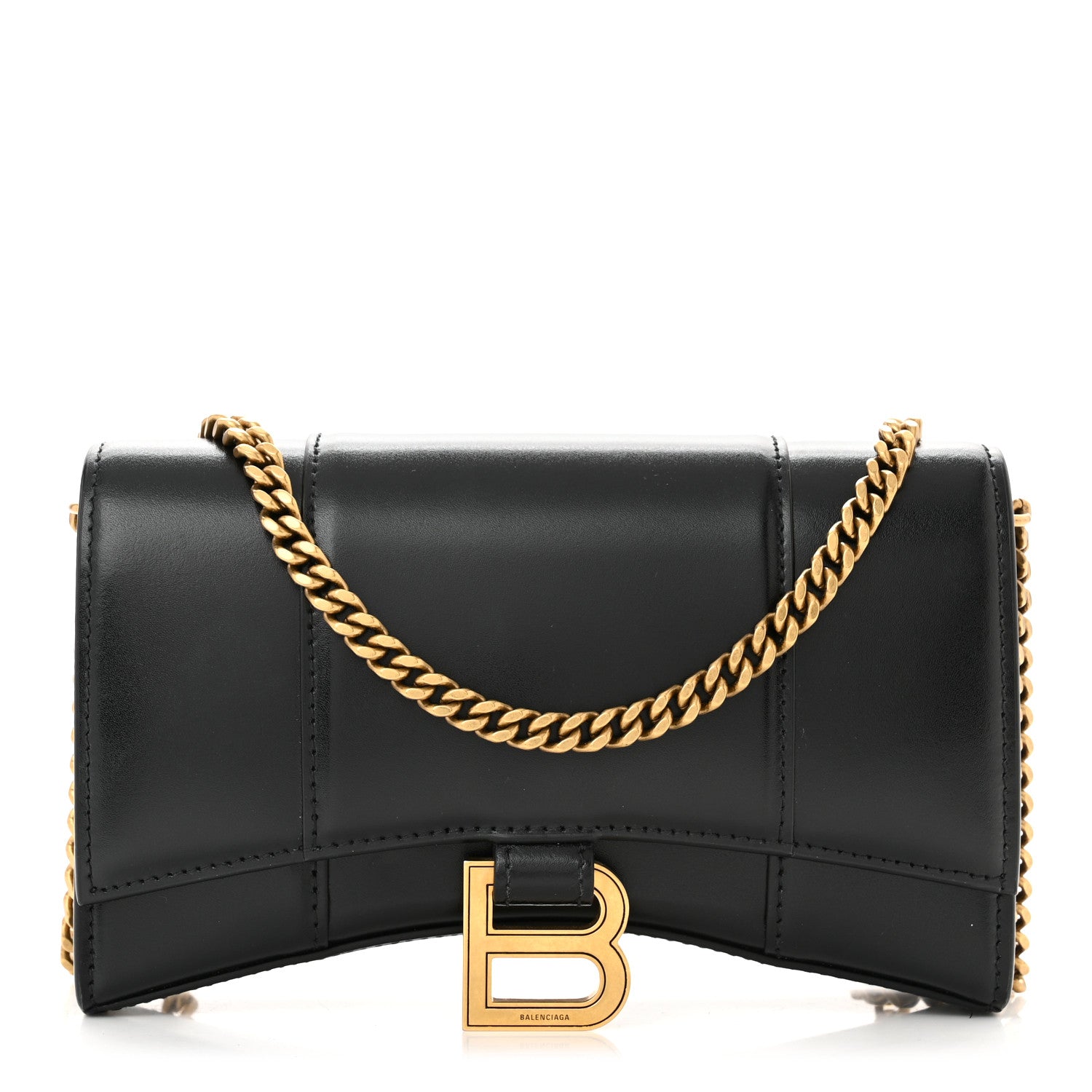 Balenciaga Shiny Box Calfskin Hourglass Chain Bag Black 1 of 10