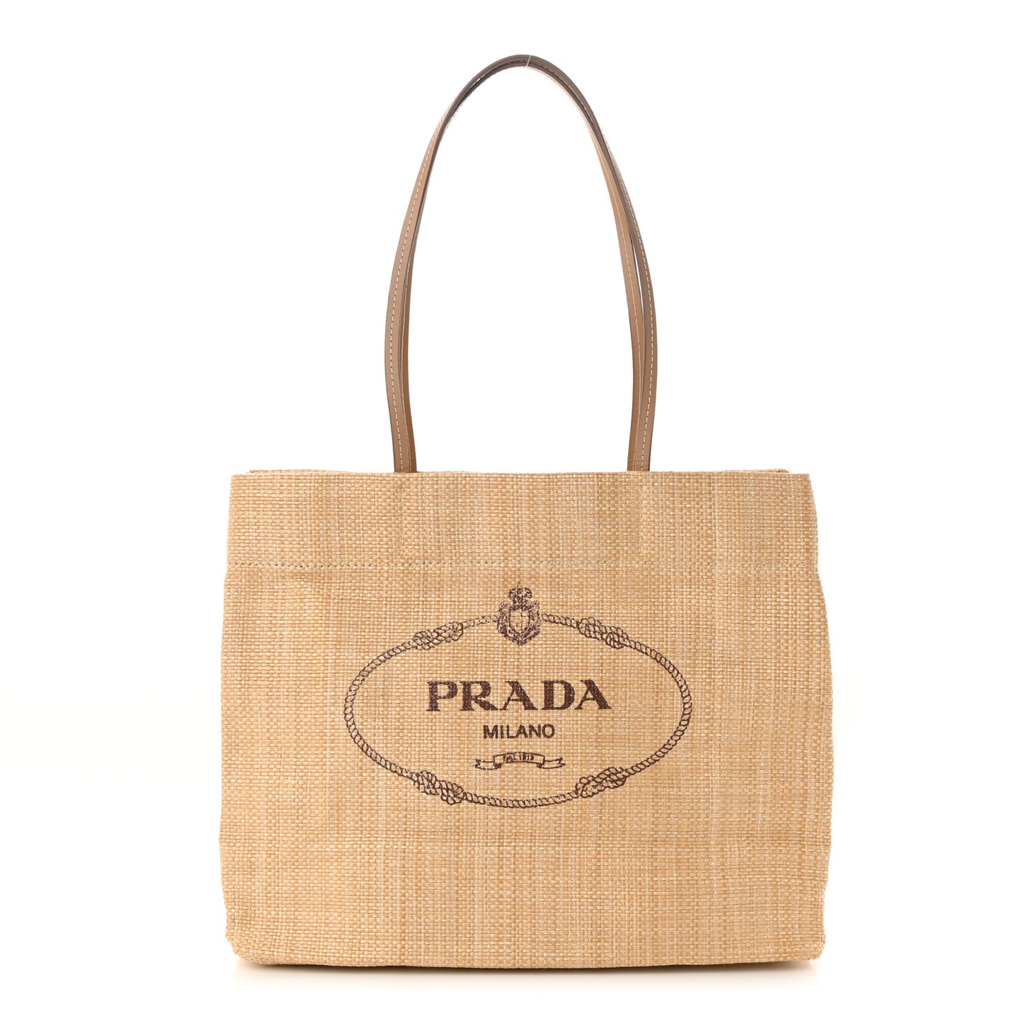 Raffia Logo Tote Naturale