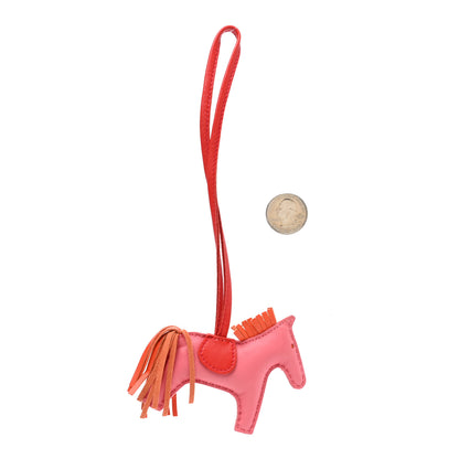 Hermes Milo Lambskin Grigri Rodeo Horse Bag Charm PM Rose Azalee Orange Poppy Rouge Indien 2 of 3