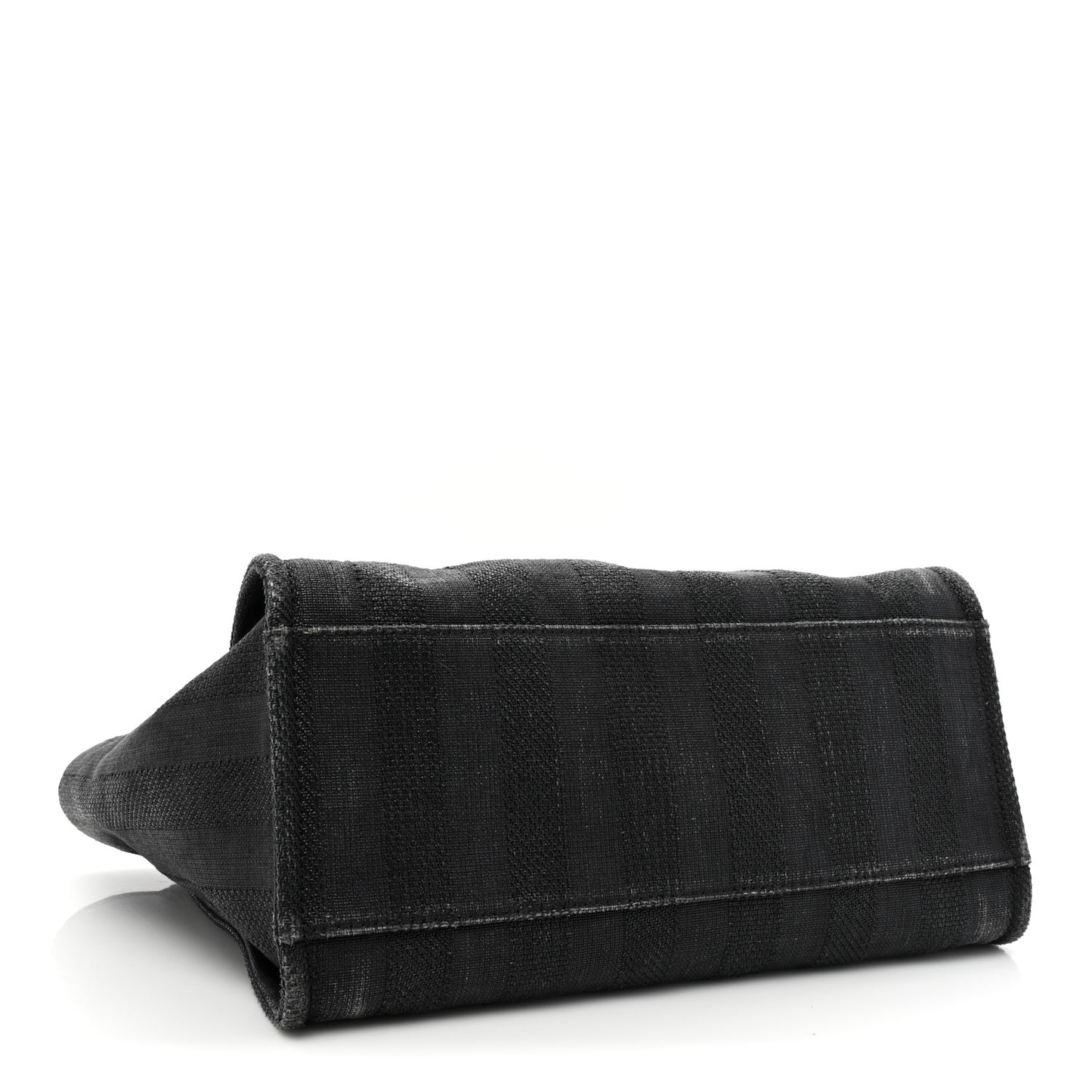 Mixed Fibers Calfskin Striped Medium Deauville Tote Black