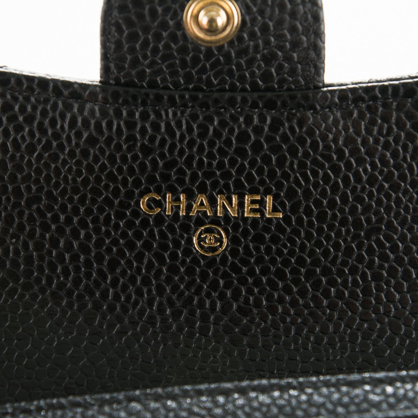 Caviar Quilted Flap Card Holder Black