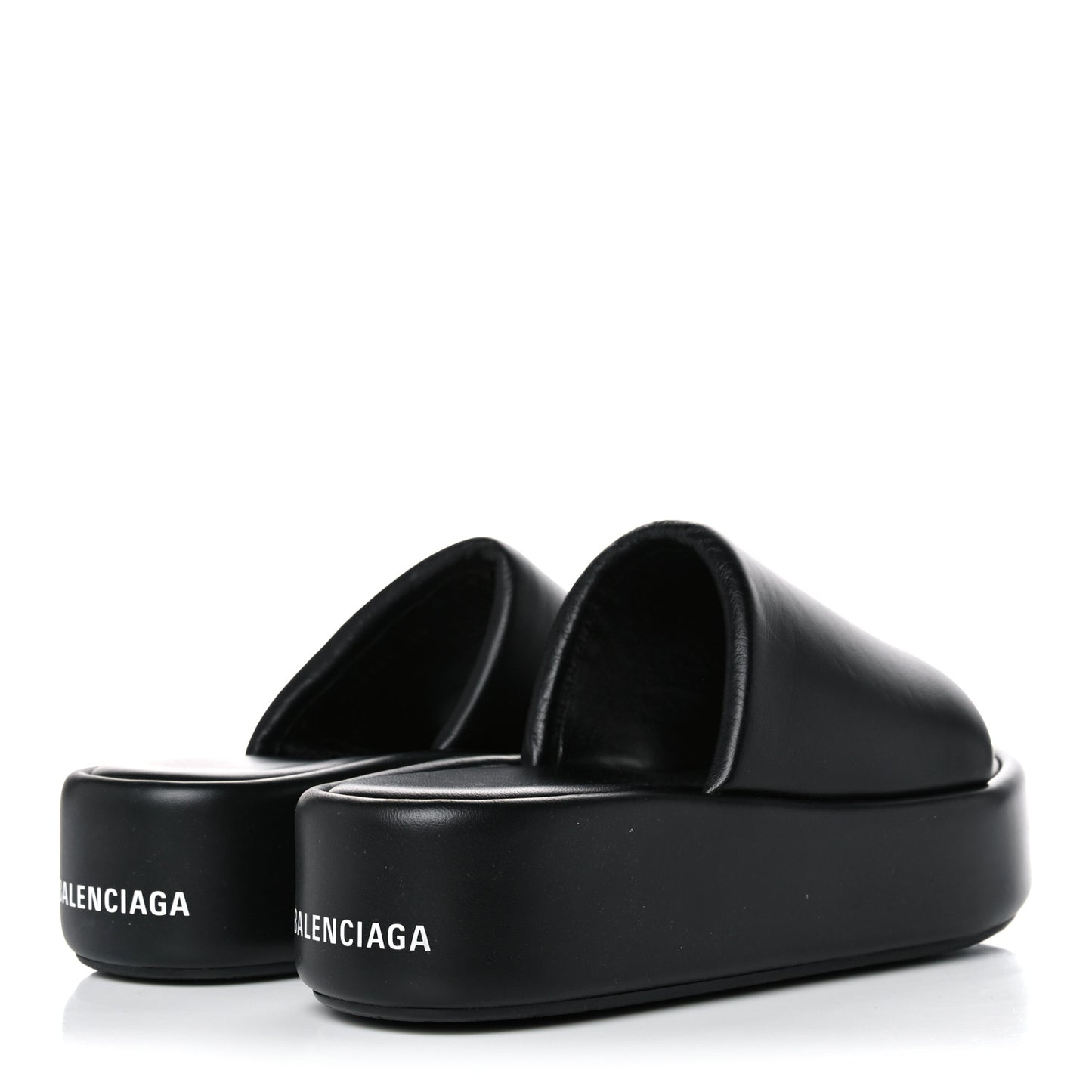 Smooth Nappa Logo Rise Platform Sandals 38 Black White