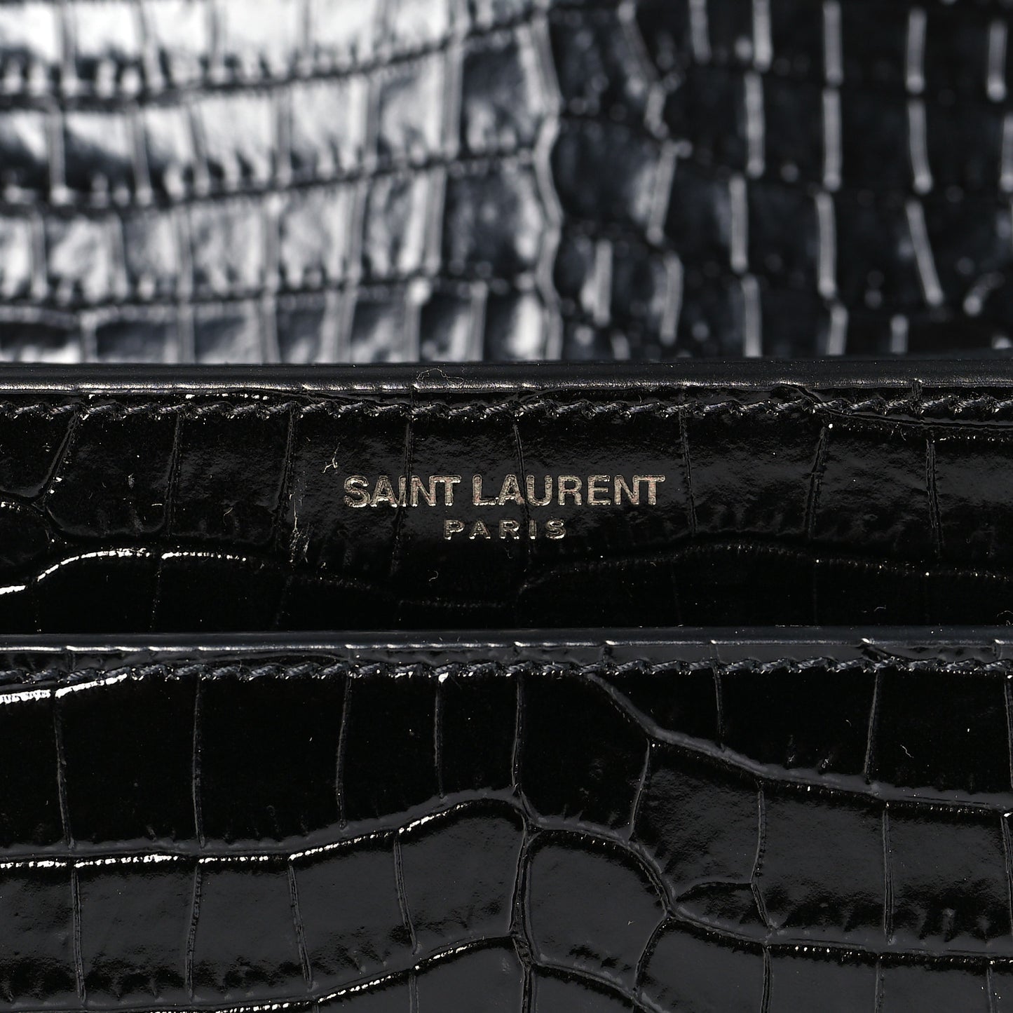 Calfskin Crocodile Embossed Medium Monochrome Monogram Sunset Black