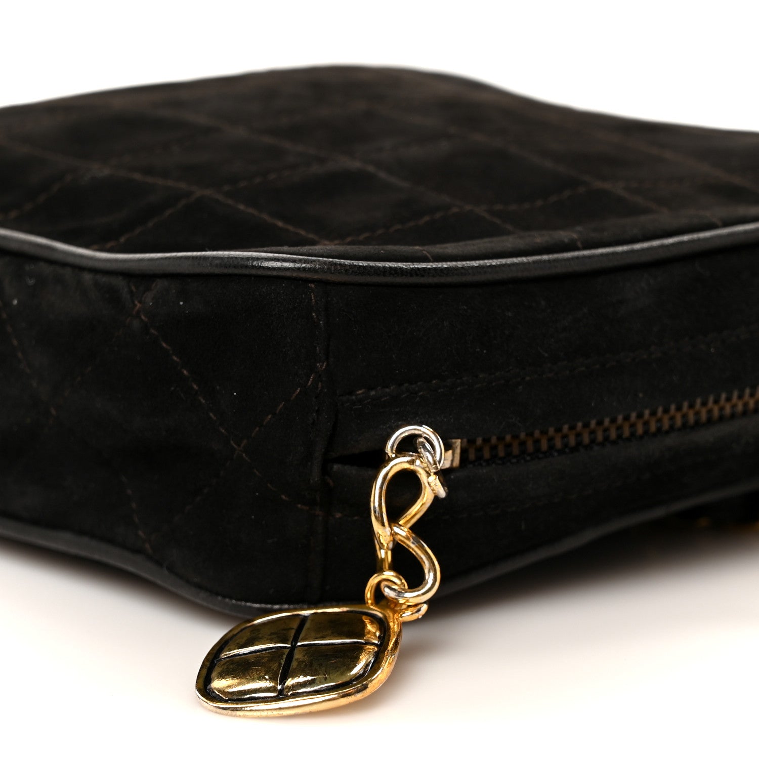 Chanel Suede Chocolate Bar Tassel Camera Case Black 11 of 12