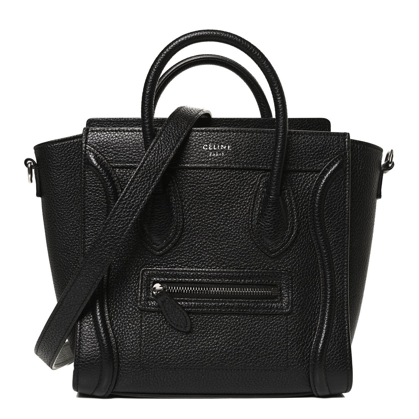 Drummed Calfskin Nano Luggage Black