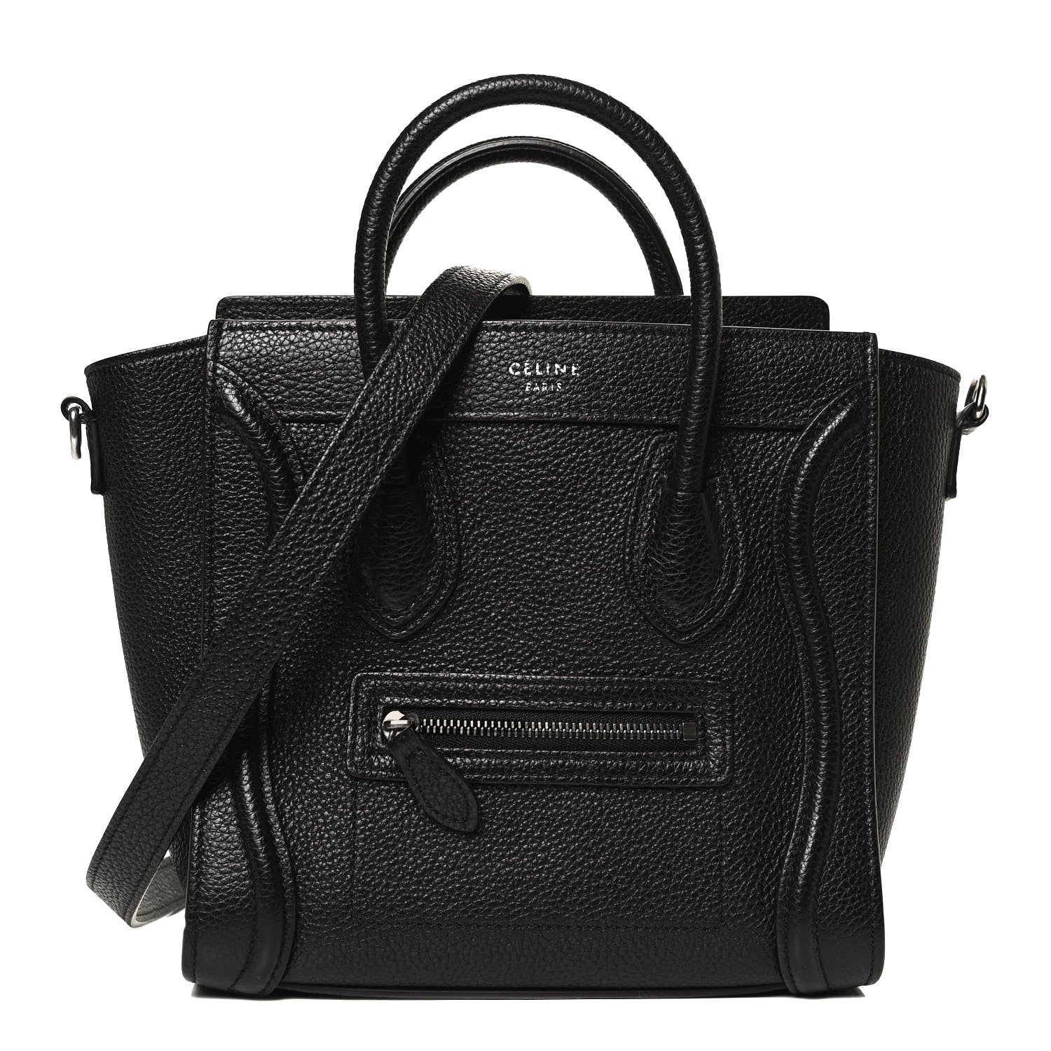 Celine Drummed Calfskin Nano Luggage Black 2 of 12