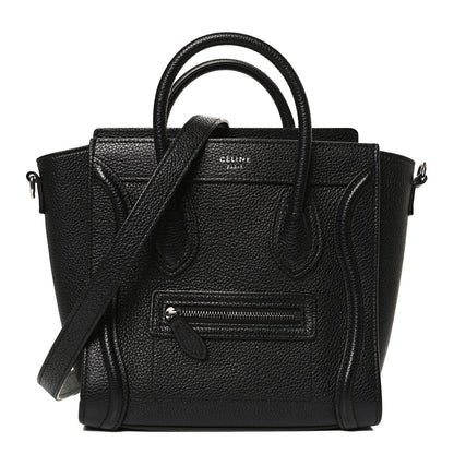 Celine Drummed Calfskin Nano Luggage Black 2 of 12