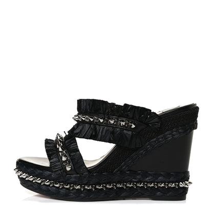Christian Louboutin Voltinoudou 110mm Tie Cruise Raffia Spike Wedge 38 1 of 14