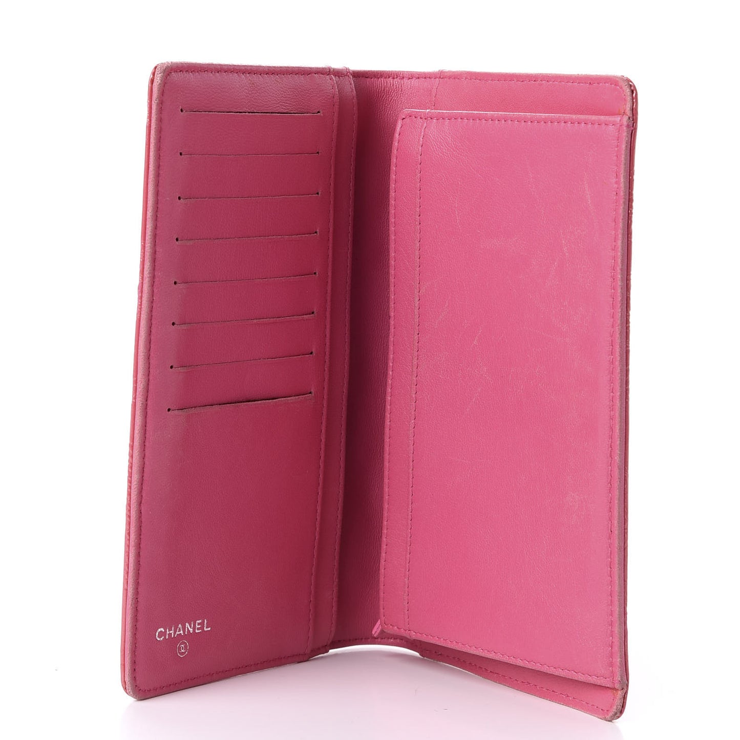 Patent Calfskin Lucky Symbols Yen Wallet Pink