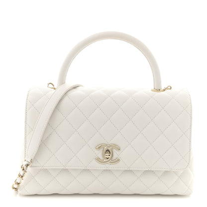 Chanel Caviar Quilted Small Coco Handle Flap White 1 of 12