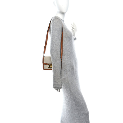 Celine Textile Natural Calfskin Teen Triomphe White Tan 2 of 11