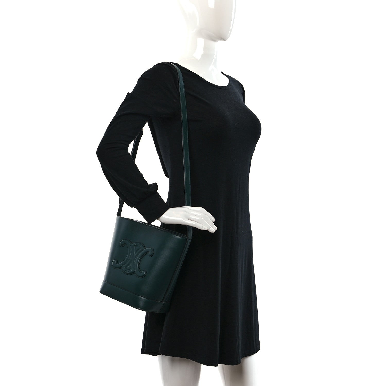 Celine Smooth Calfskin Small Cuir Triomphe Bucket Bag Amazone 2 of 10