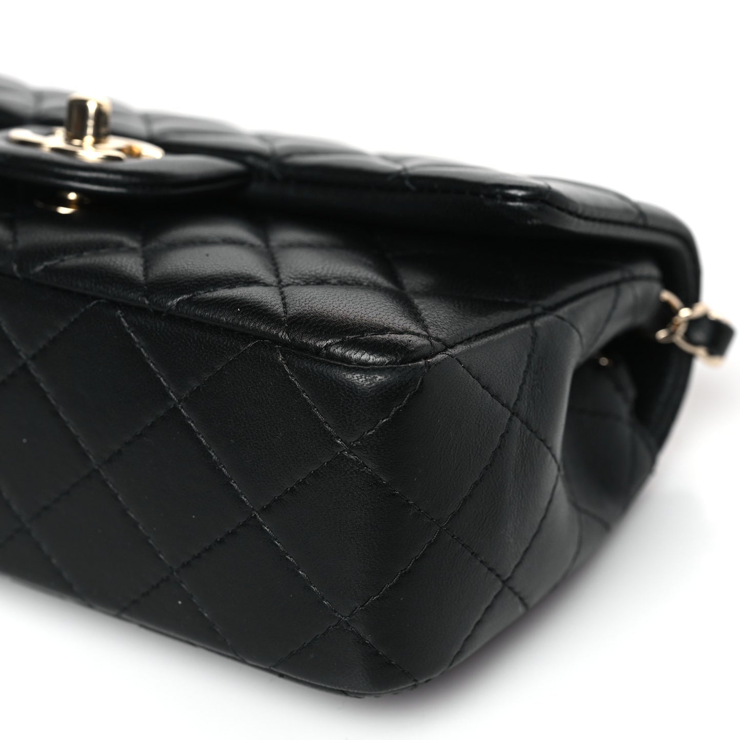 Lambskin Quilted Mini Rectangular Flap Black