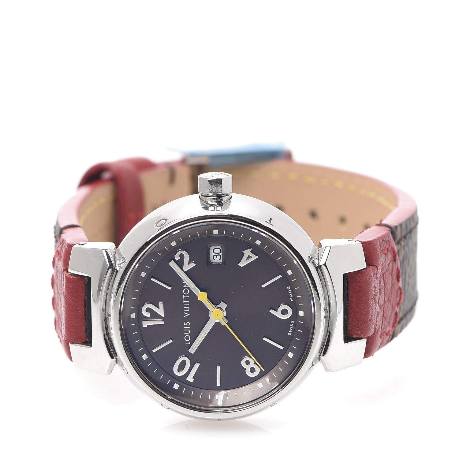 Louis Vuitton Stainless Steel Monogram 28mm Tambour Quartz Watch Brown 2 of 6