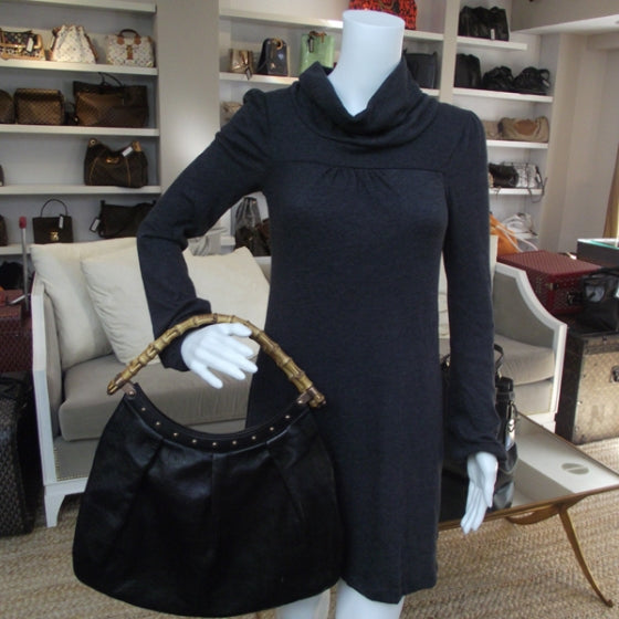 Leather Bamboo Top Handle Tote