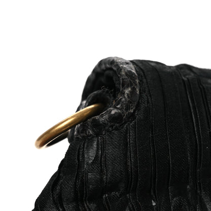 Gucci Satin Snakeskin Monogram Mini Horsebit Chain Clutch Black 15 of 15