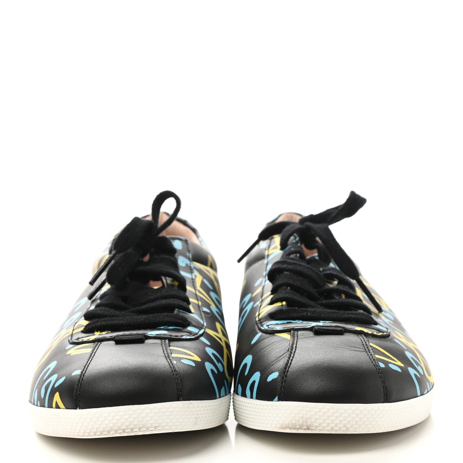 Gucci Calfskin GucciGhost Print Womens Low Top Sneakers 39.5 Black New Acquamarine 2 of 10