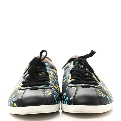 Gucci Calfskin GucciGhost Print Womens Low Top Sneakers 39.5 Black New Acquamarine 2 of 10