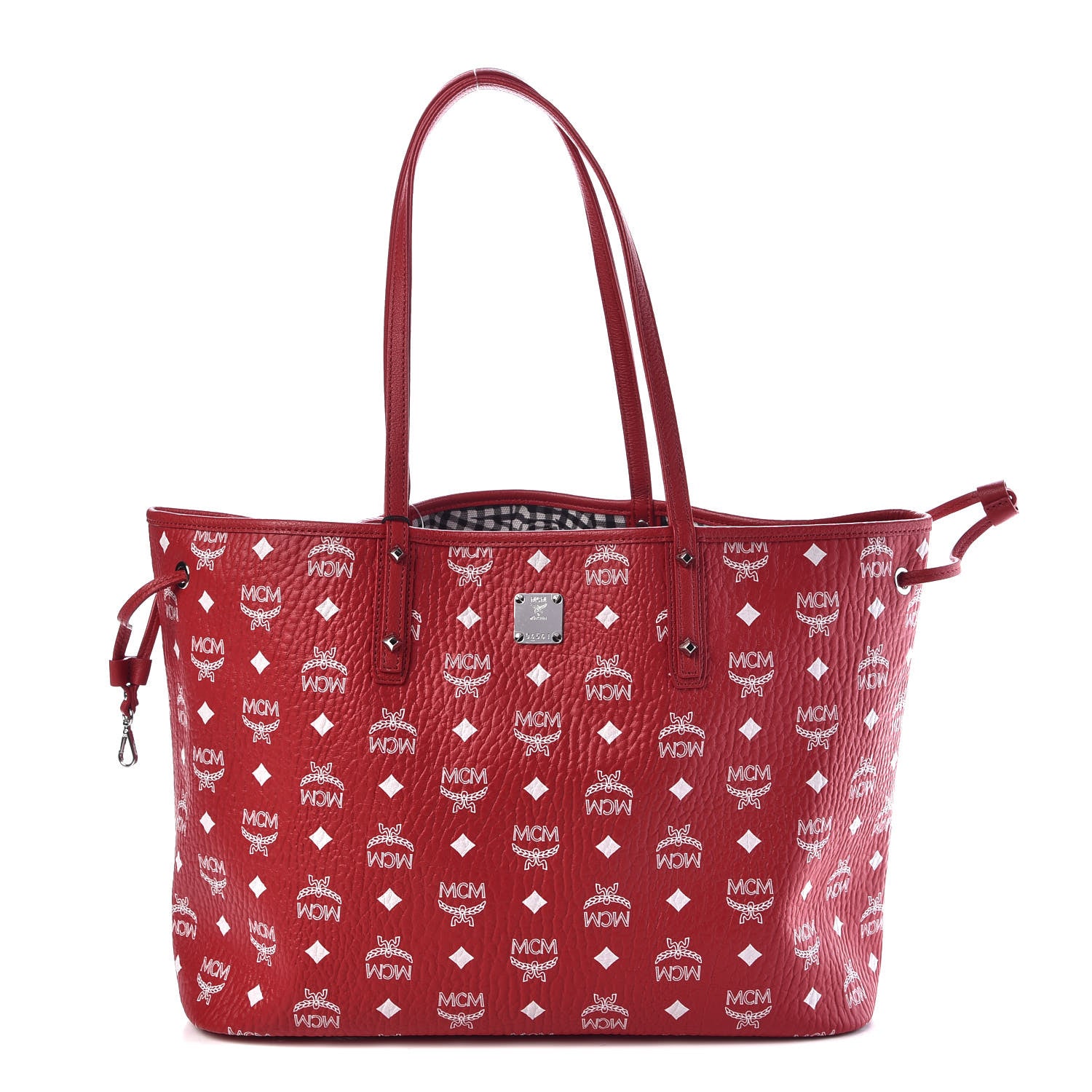 MCM Visetos Medium Liz Reversible Shopper Tote Ruby Red 4 of 11