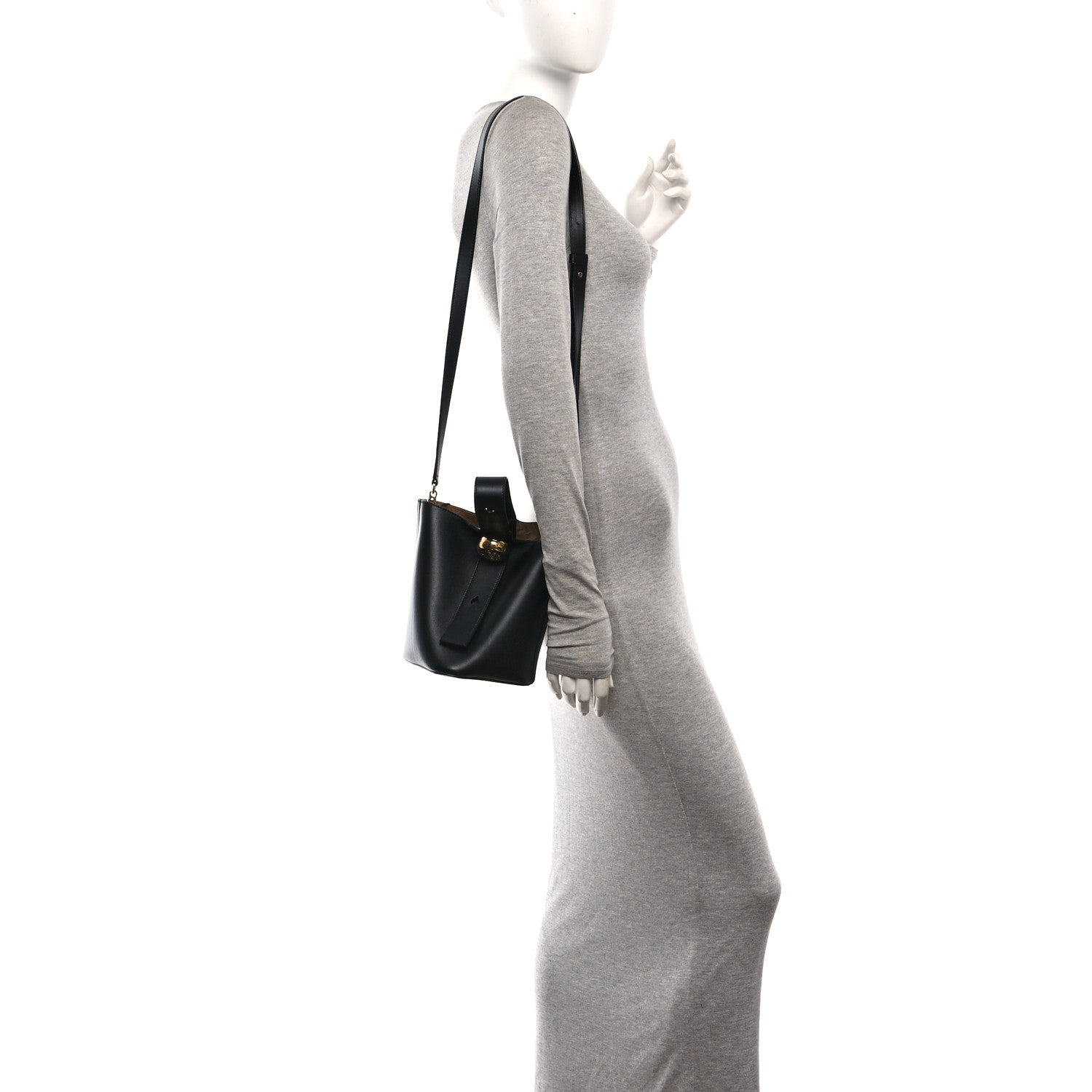Loewe Smooth Calfskin Mini Pebble Bucket Bag Black 2 of 10