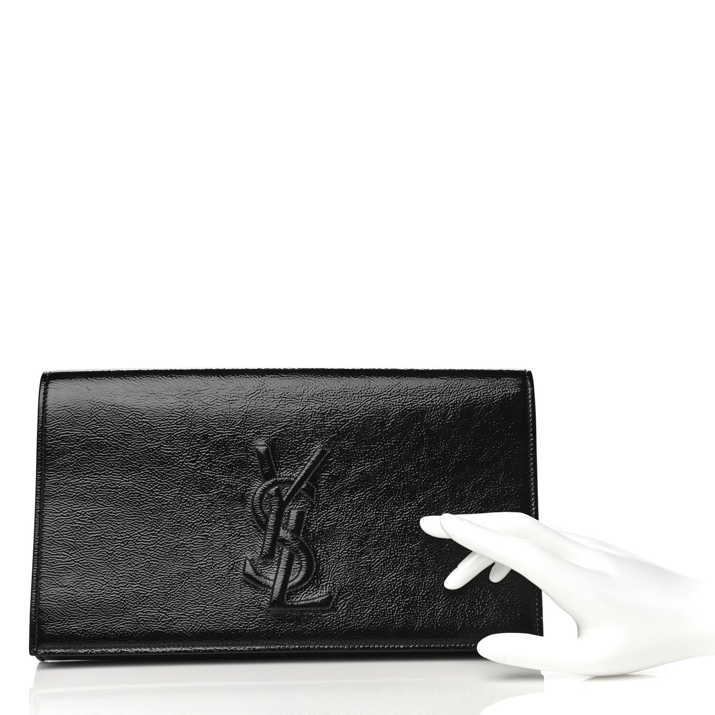 Textured Patent Monogram Large Belle De Jour Clutch Black