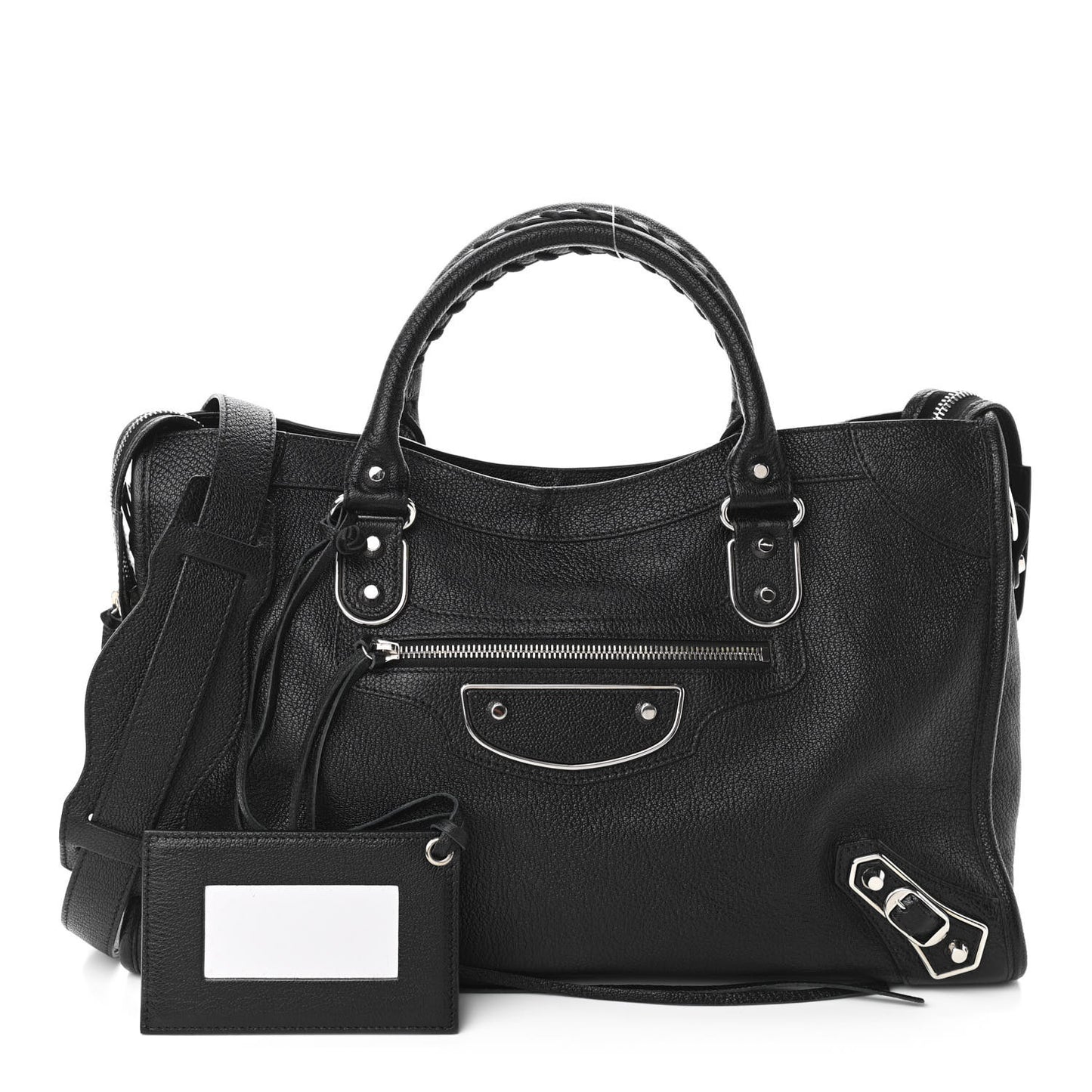 Chevre Silver Metallic Edge Hardware City Black