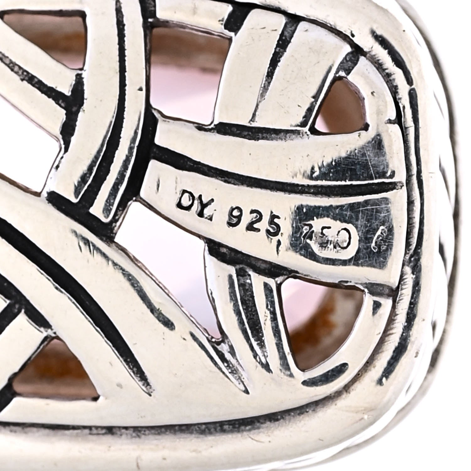 David Yurman Sterling Silver Diamond Rose Quartz 18mm Albion Enhancer Pendant 3 of 3