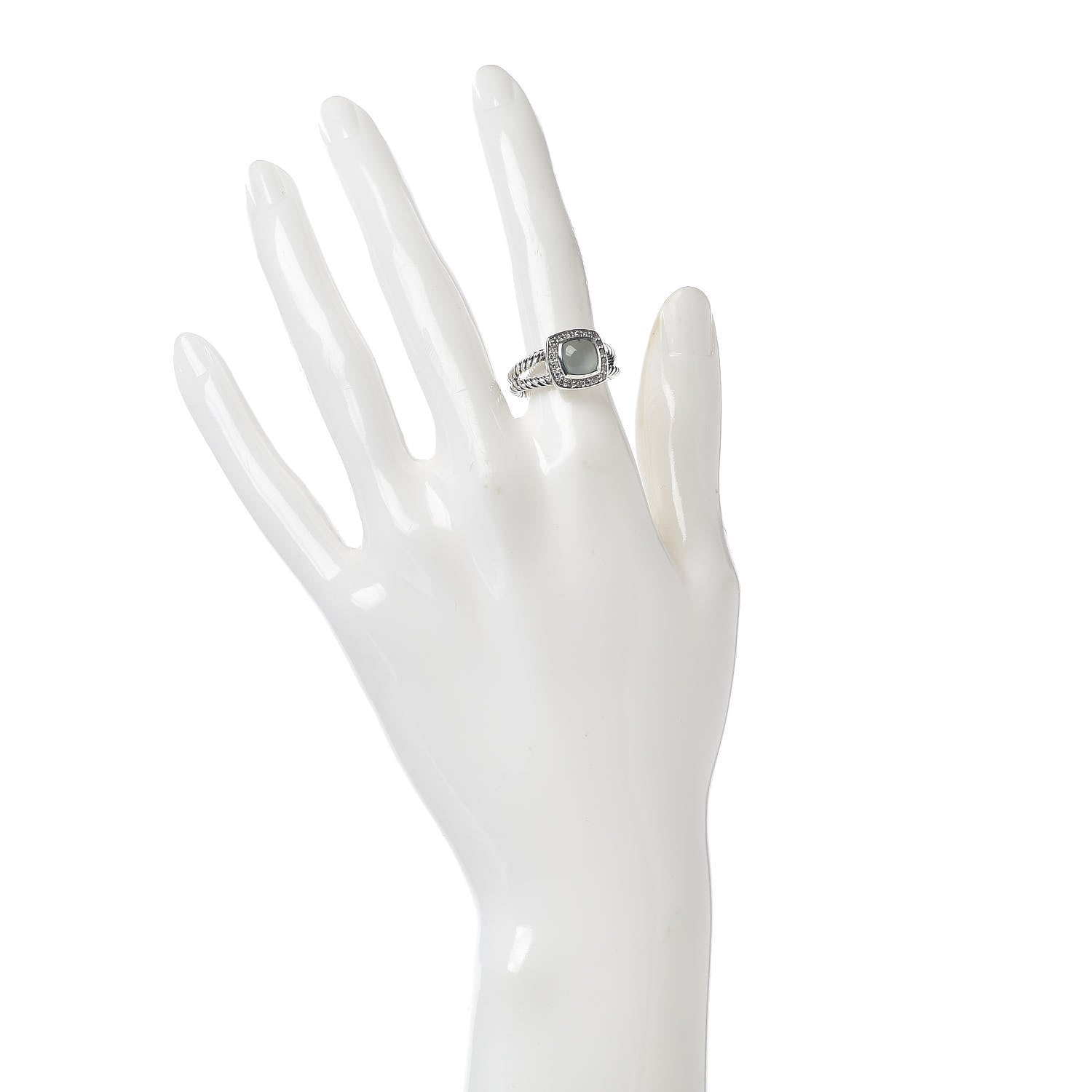 David Yurman Sterling Silver Diamond Chalcedony 7mm Petite Albion Ring 51 5.75 2 of 6