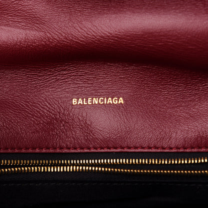 Balenciaga Nappa Calfskin Quilted Touch B Puffy Clutch Dark Red 6 of 10