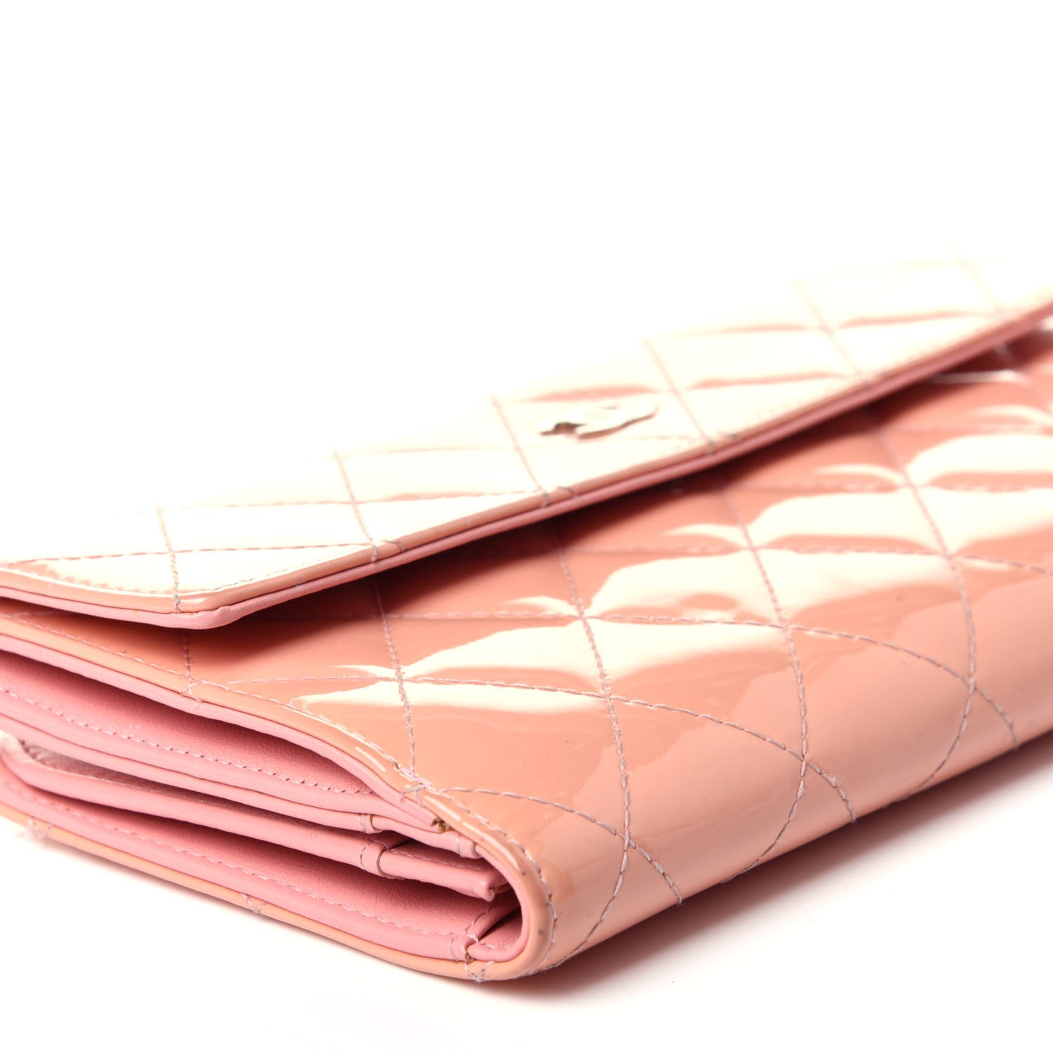 Chanel Patent Calfskin Quilted Flap Wallet Pink 8 of 14