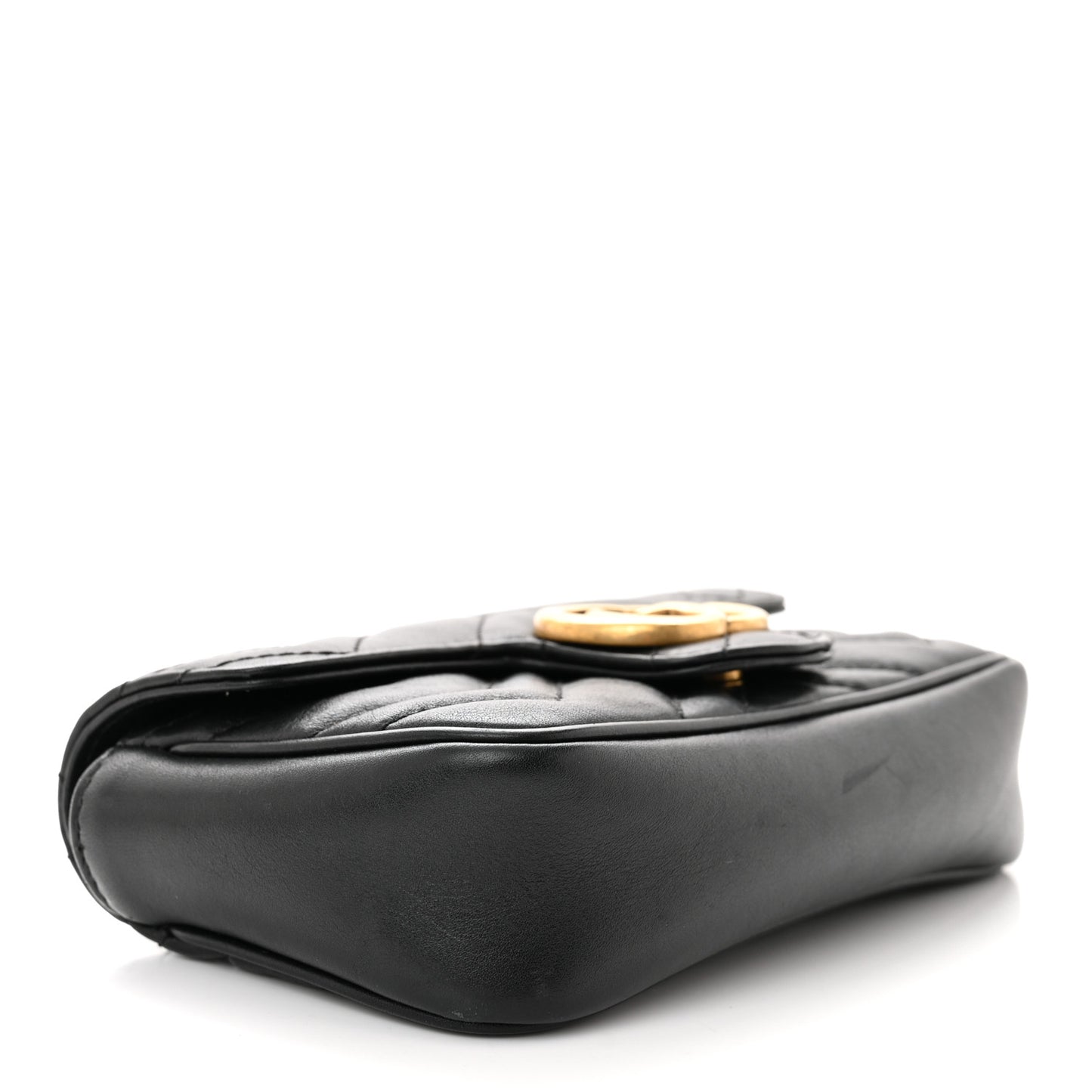 Calfskin Matelasse Super Mini GG Marmont Shoulder Bag Black