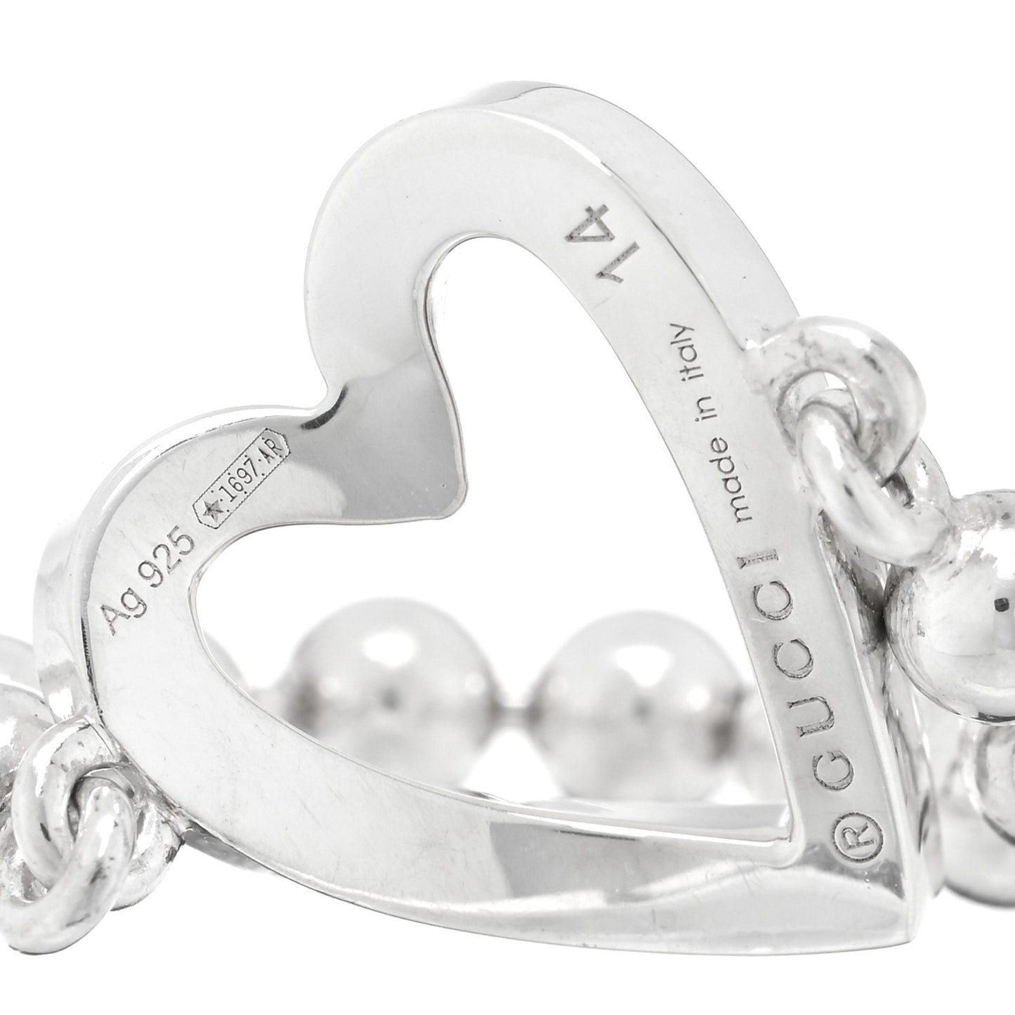 Sterling Silver Bead Heart Ring 54 7