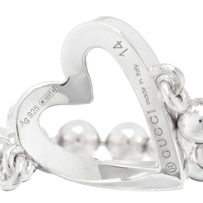 Gucci Sterling Silver Bead Heart Ring 54 7 4 of 4