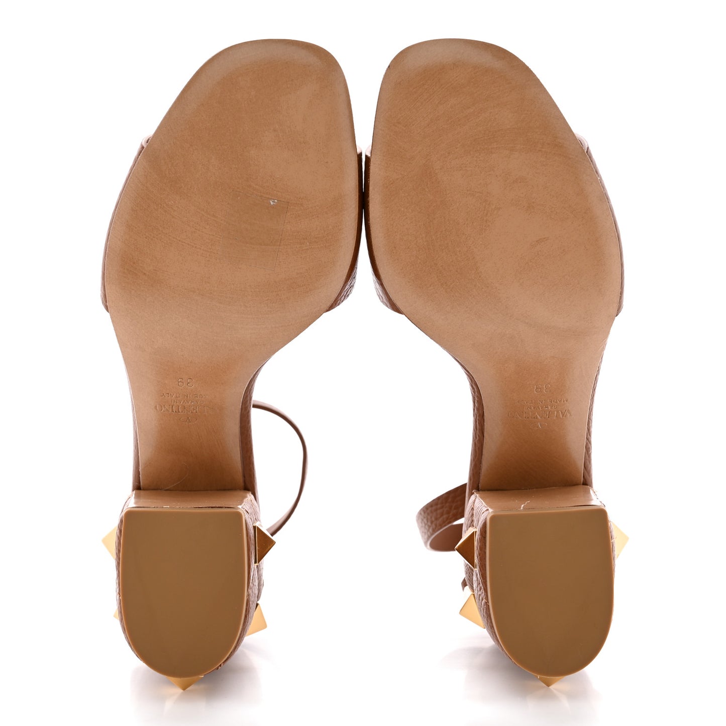 Grained Calfskin Roman Stud Ankle Strap 75mm Sandals 39 Selleria