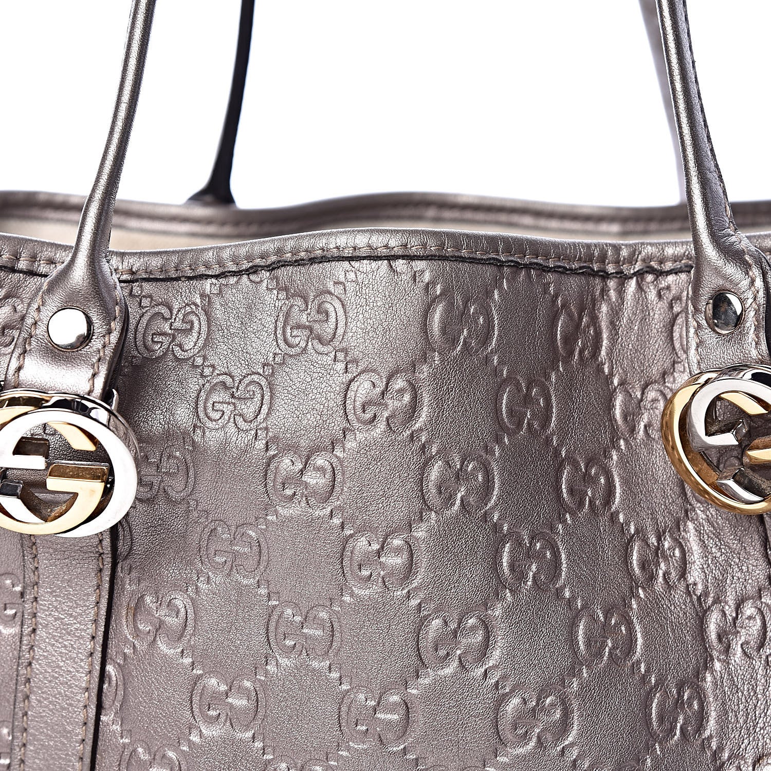 Gucci Metallic Guccissima Medium GG Twins Tote Mauve 11 of 15