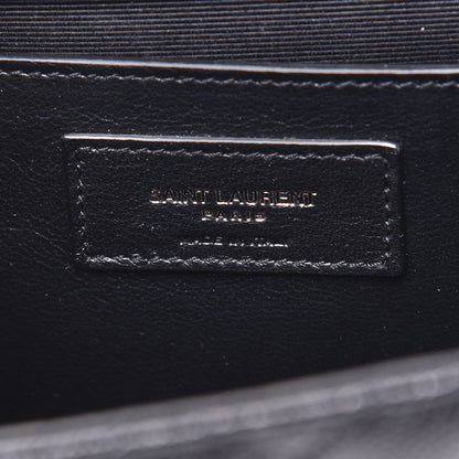 Saint Laurent Grain De Poudre Textured Mixed Matelasse Triquilt Medium Monogram Satchel Black 7 of 10