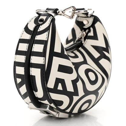 Fendi X MARC JACOBS Nappa Vitello King Logo Print Nano Fendigraphy Hobo Charm White Black 3 of 9