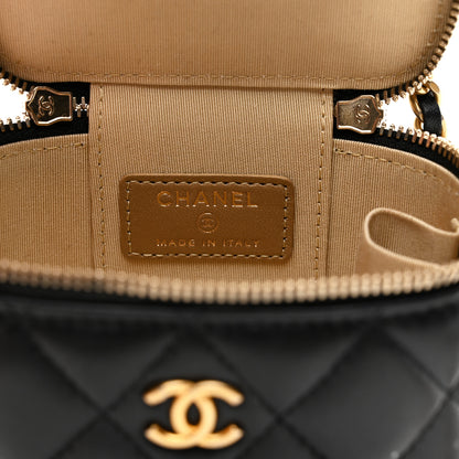 Chanel Lambskin Quilted Mini Pearl Crush Vanity Case With Chain Black 6 of 10