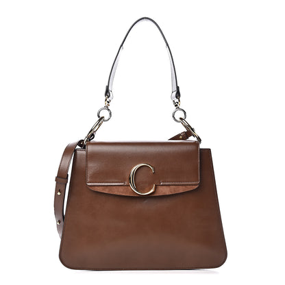 Chloe Calfskin Suede Medium C Shoulder Bag Sharp Brown 1 of 12